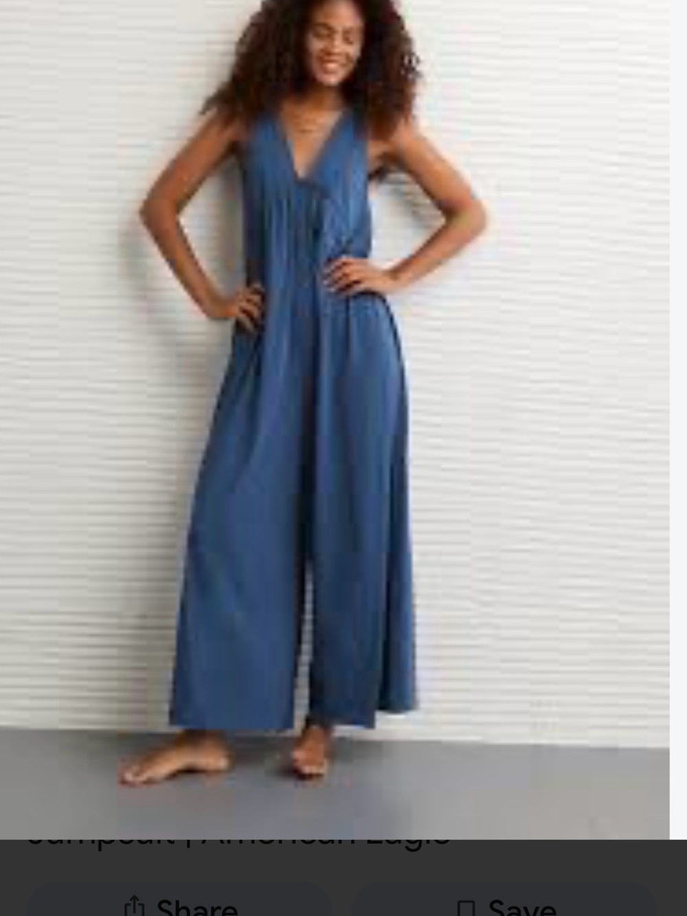 American Eagle Outfitters Sleeveless Wide-Leg Blue Jumpsuit
